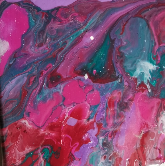 Small Wood Abstract Painting Garden Swirl wall art - Picture 2 of 10